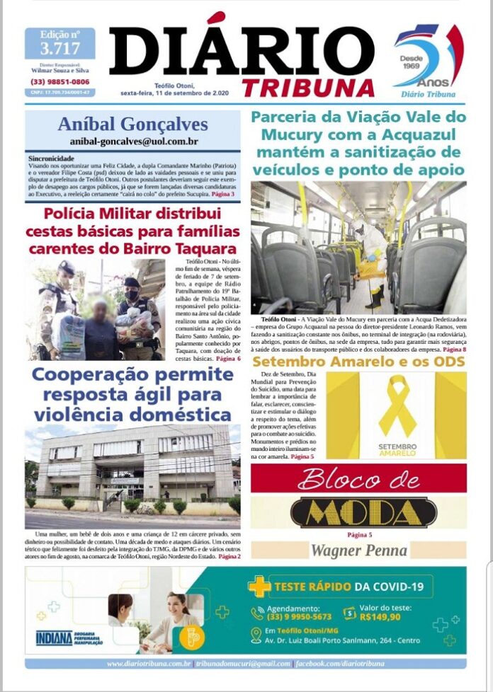Diário Tribuna, 11 de Setembro 2020, Teófilo Otoni – MG