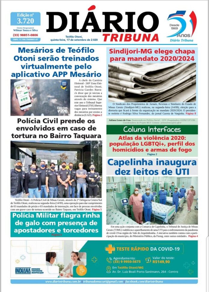 Diário Tribuna, 17 de Setembro 2020, Teófilo Otoni – MG