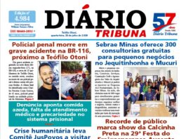 Diário Tribuna, 29 de julho de 2026, Teófilo Otoni – MG