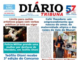 Diário Tribuna, 10 de agosto de 2026, Teófilo Otoni – MG