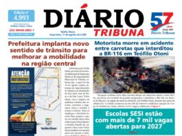 Diário Tribuna, 11 de agosto de 2026, Teófilo Otoni – MG