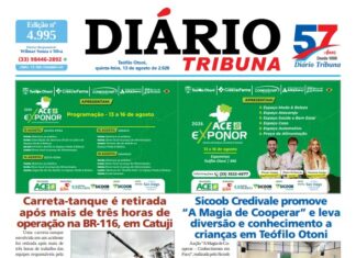 Diário Tribuna, 13 de agosto de 2026, Teófilo Otoni – MG