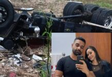 Motorista morre e esposa fica em estado grave após acidente com caminhão de limão na MGC-418